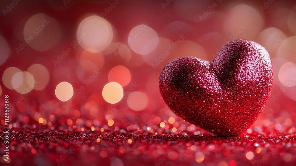 A red heart with bokeh lights, Glittering red heart with shiny background bokeh A red heart with bokeh lights, Glittering red heart with shiny background bokeh