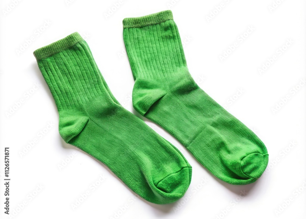 Vibrant Green Socks Isolated on White Background - Perfect for Fashion, Accessories, and Lifestyle Themes Vibrant Green Socks Isolated on White Background - Perfect for Fashion, Accessories, and Lifestyle Themes