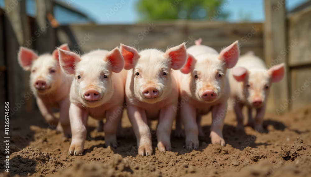 wallpapers A group of playful piglets exploring their surroundings on a sunny day. Their cute expressions and lively antics bring joy to any viewer. AI generated. wallpapers A group of playful piglets exploring their surroundings on a sunny day. Their cute expressions and lively antics bring joy to any viewer. AI generated.