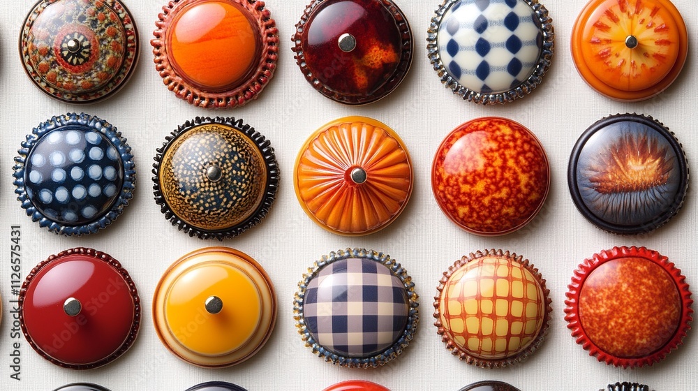 An illustration features a grid of fifteen colorful round push pins. An illustration features a grid of fifteen colorful round push pins.