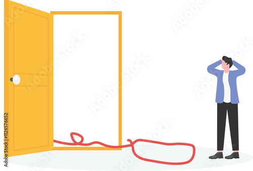Frauds, swindlers, temptations and traps, merchants standing inside the door
