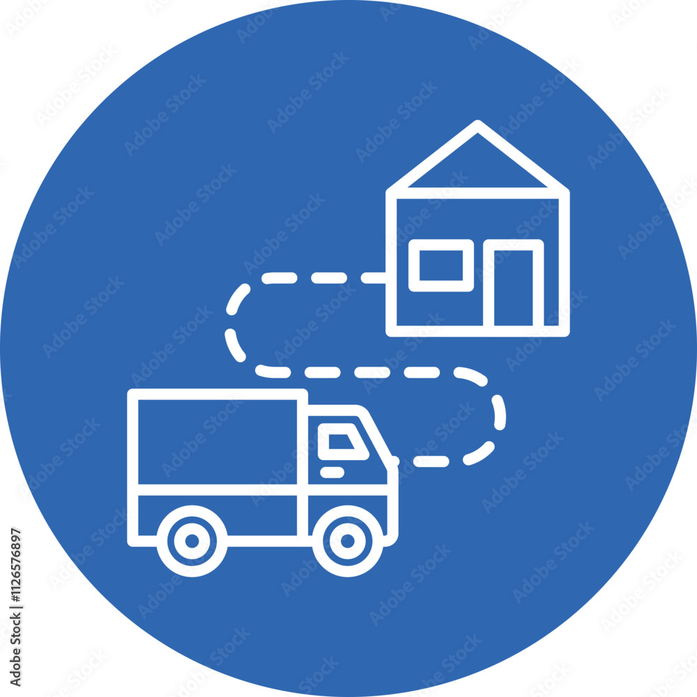 Truck Route line circle icon Truck Route line circle icon