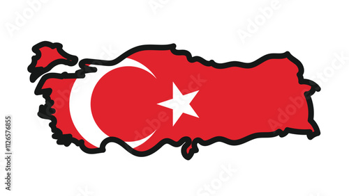 TURKYIE Map with flag in body