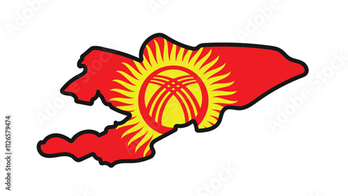 KYRGYZSTAN Map with flag in body