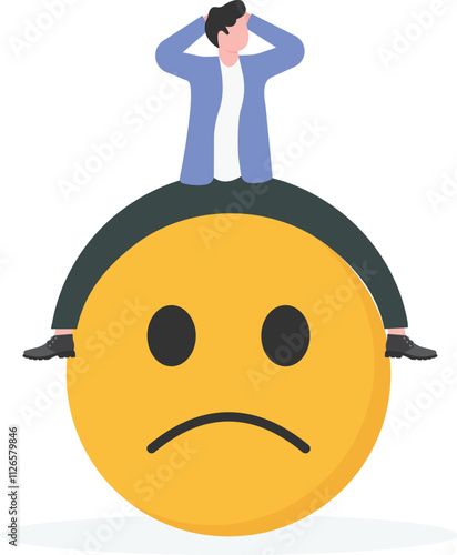 Regret on business mistake, frustration or depressed, stupidity or foolish losing all money, stressed and anxiety on failure concept


