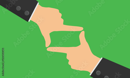 Hands making a frame gesture. Vector illustration of two hands mimicking the view through a camera lens