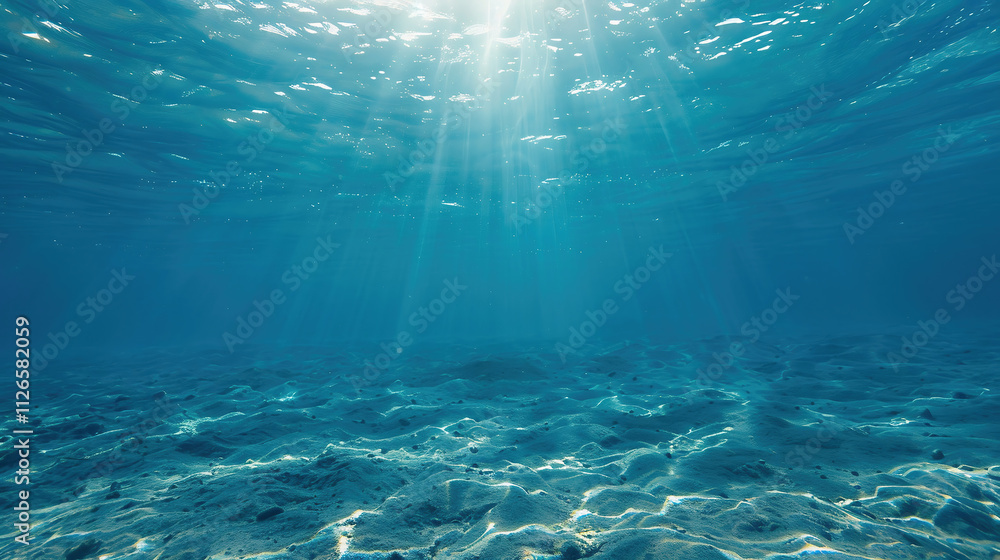 Ocean blue underwater with sunrays Ocean blue underwater with sunrays