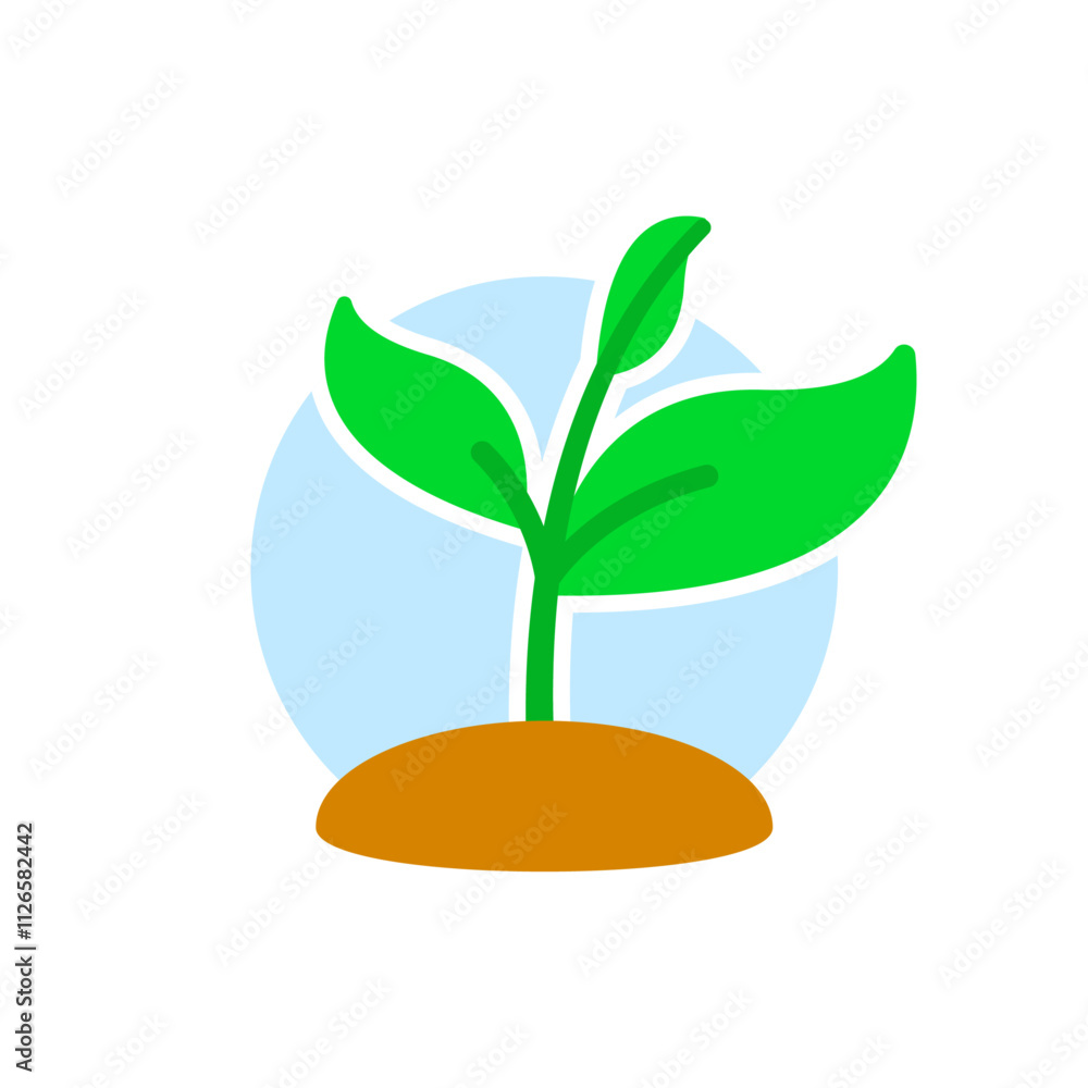 tree sprout icon, featuring a small seedling with two leaves growing from the ground. representing eco friendly initiatives, sustainability, environmental campaigns or nature conservation projects tree sprout icon, featuring a small seedling with two leaves growing from the ground. representing eco friendly initiatives, sustainability, environmental campaigns or nature conservation projects