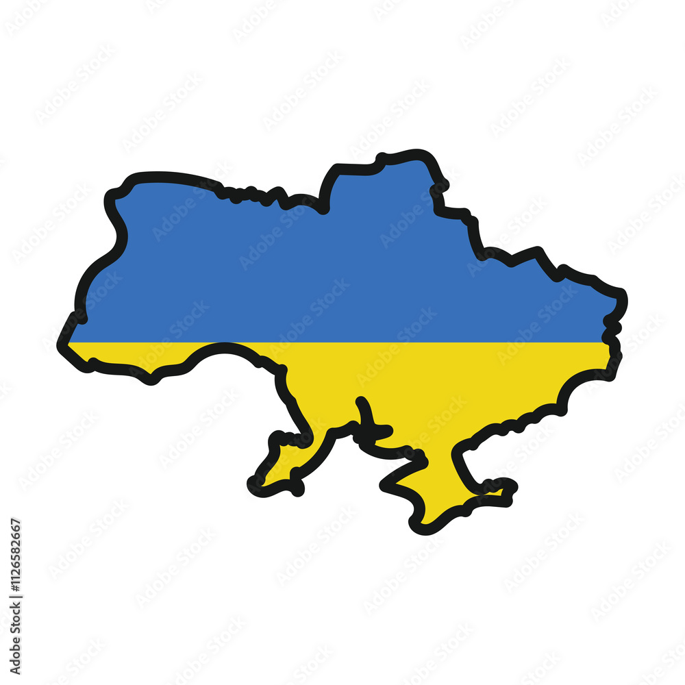 UKRAINE Map with flag in body UKRAINE Map with flag in body