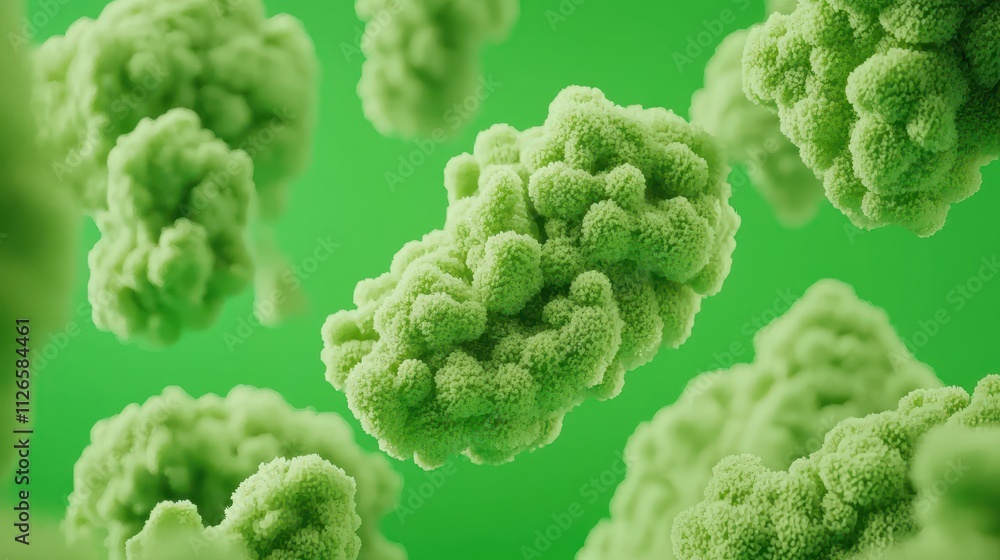 A bunch of green plants are floating in the air A bunch of green plants are floating in the air