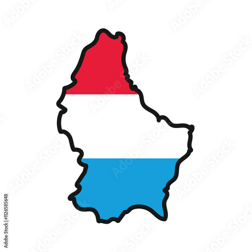 LUXEMBOURG Map with flag in body