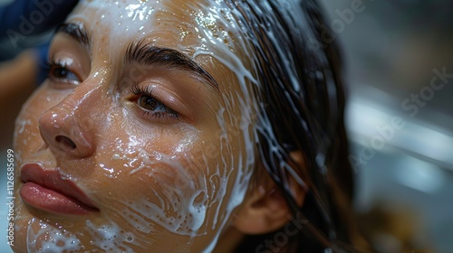 Skincare treatment in a serene spa setting with a focus on relaxation and rejuvenation for glowing skin. Generative AI