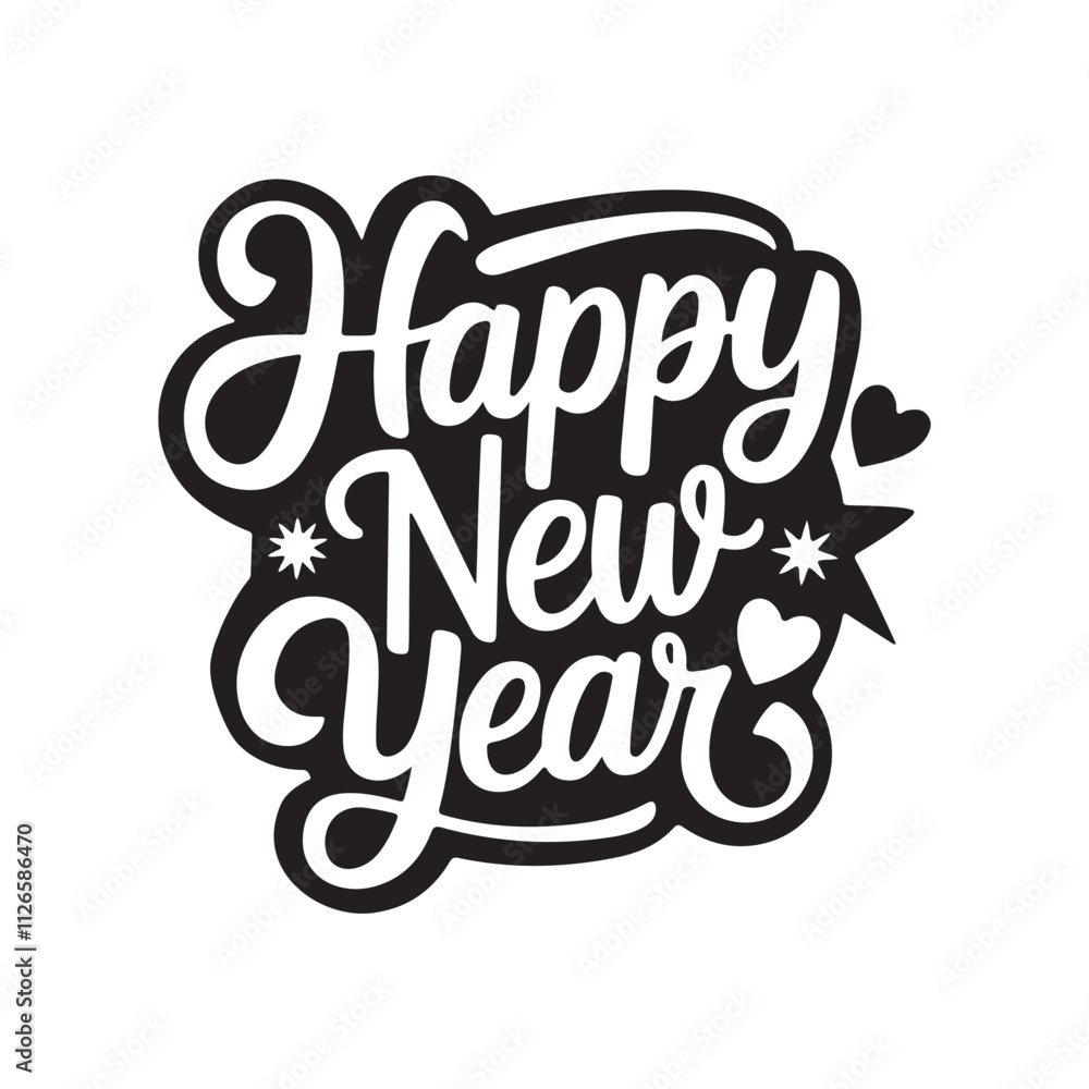 Naklejka premium happy new year typography silhouette vector arts