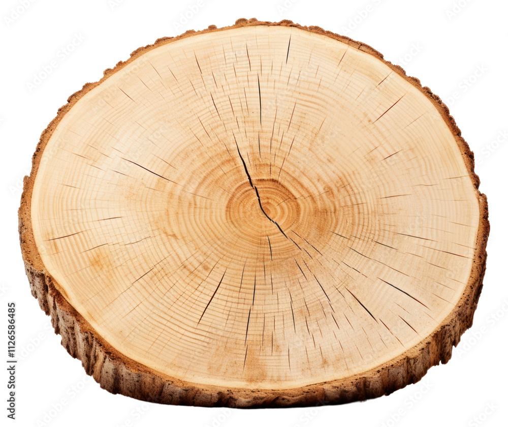 Fototapeta premium PNG Single sliced round Birch wood plant tree
