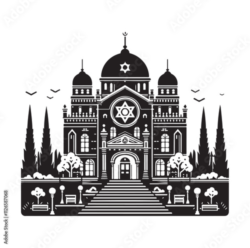 Synagogue Landscape silhouette vector illustration