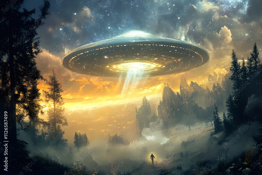Fantasy world. spaceship, U.F.O, Generative AI Fantasy world. spaceship, U.F.O, Generative AI