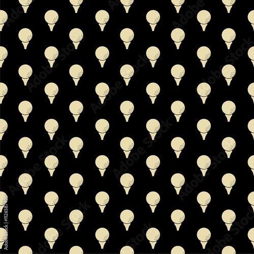 Golf ball on tee icon isolated seamless pattern on black background