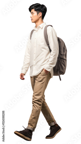 PNG Korean student walking backpack adult.