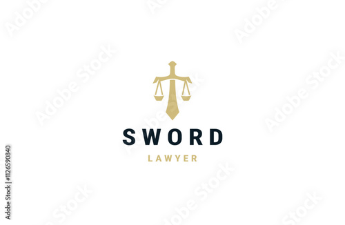 Sword lawyer logo icon design template flat vector