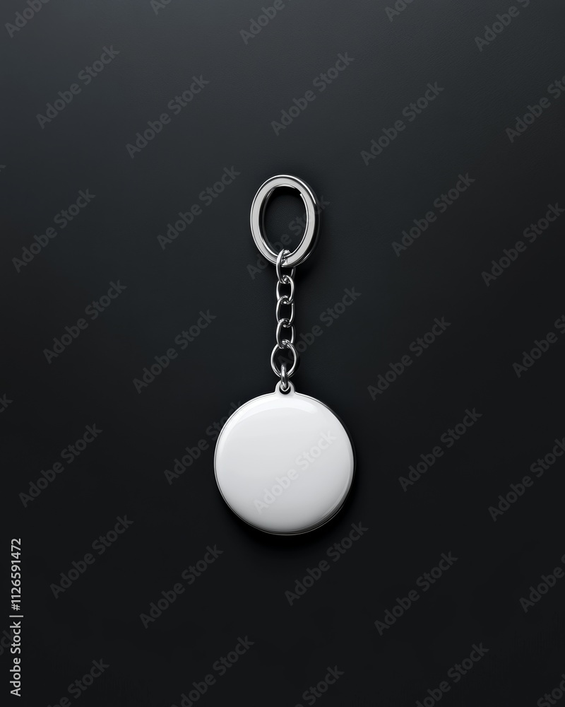 Blank Round Keychain Mockup on Black Background Blank Round Keychain Mockup on Black Background
