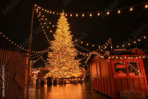 Zurich's christmas village by night