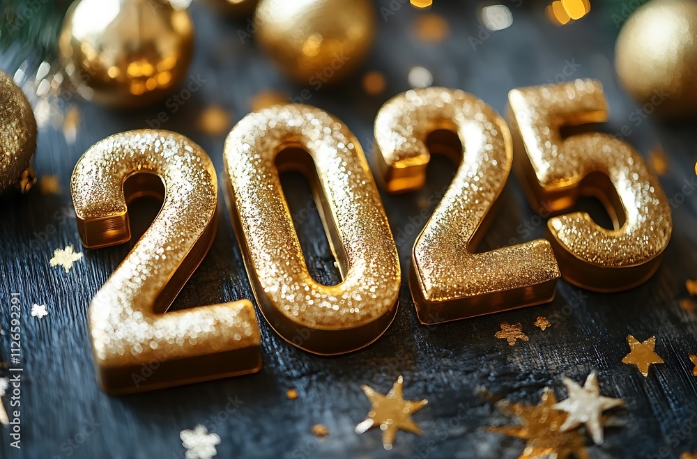 Gold Numbers on a Black Surface - Happy New Year 2025
Gold Numbers on a Black Surface - Happy New Year 2025
