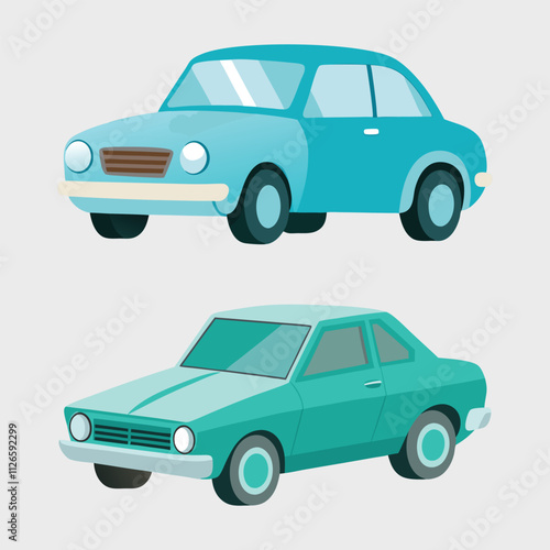 Green  Color car vector illustration , car flat  icon design, car shape illustration  