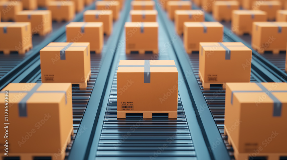 Automated package sorting process warehouse digital industrial setting aerial view efficiency and logistics insight Automated package sorting process warehouse digital industrial setting aerial view efficiency and logistics insight