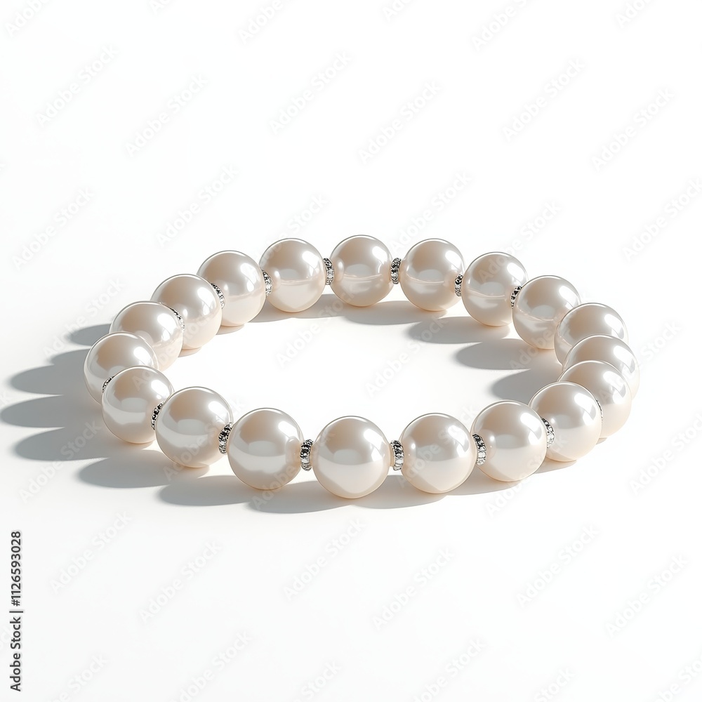 Radiant Pearl Necklaces in Natural Curve on White Background - Photorealistic Luxury Jewelry Close-up Radiant Pearl Necklaces in Natural Curve on White Background - Photorealistic Luxury Jewelry Close-up