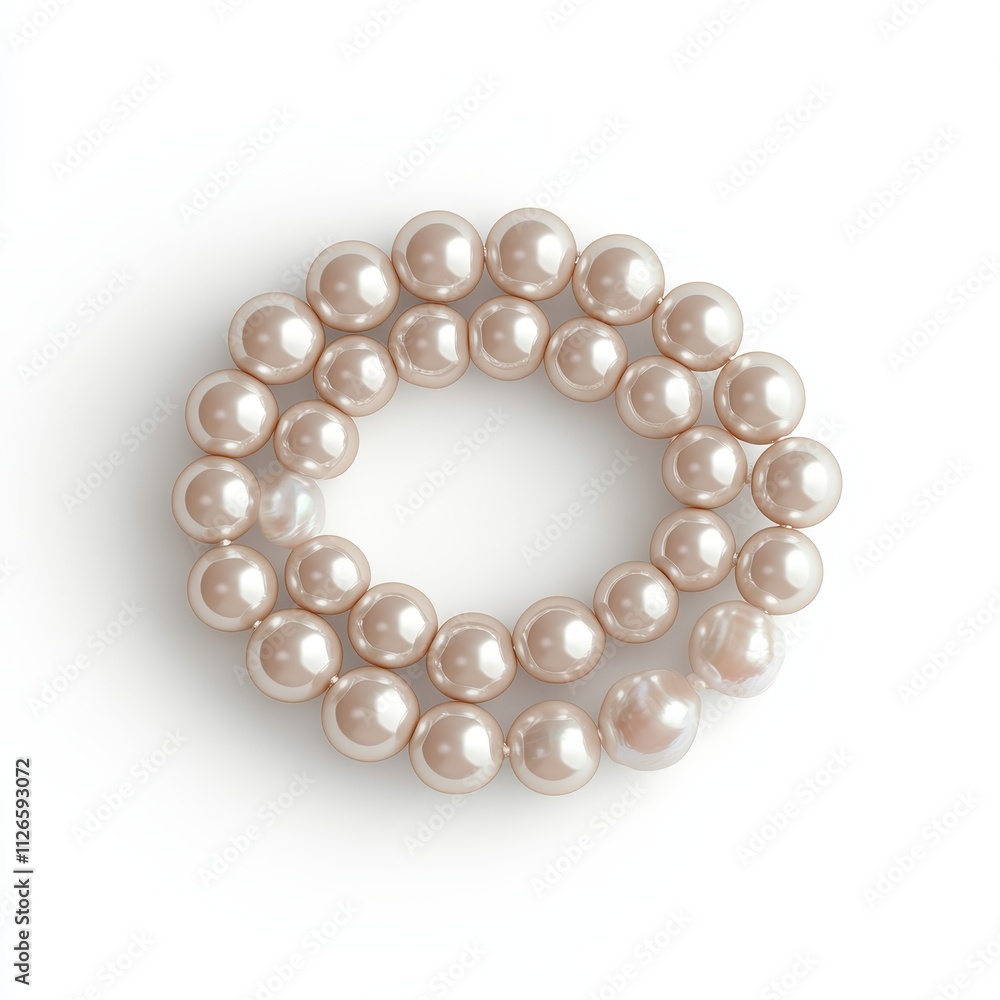 Exquisite Pearl Necklaces with Luxurious Luster on White Background - Photorealistic Jewelry Display Exquisite Pearl Necklaces with Luxurious Luster on White Background - Photorealistic Jewelry Display