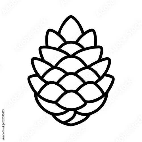 pinecone icon, nature vector icon, environment vector icon - black outline icon of pinecone symbolizing nature, environment, and seasonal in simple design.