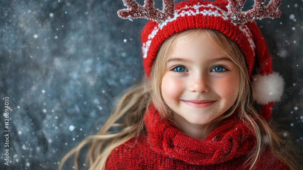 Adorable Girl in Red Christmas Outfit Winter Wonderland Adorable Girl in Red Christmas Outfit Winter Wonderland