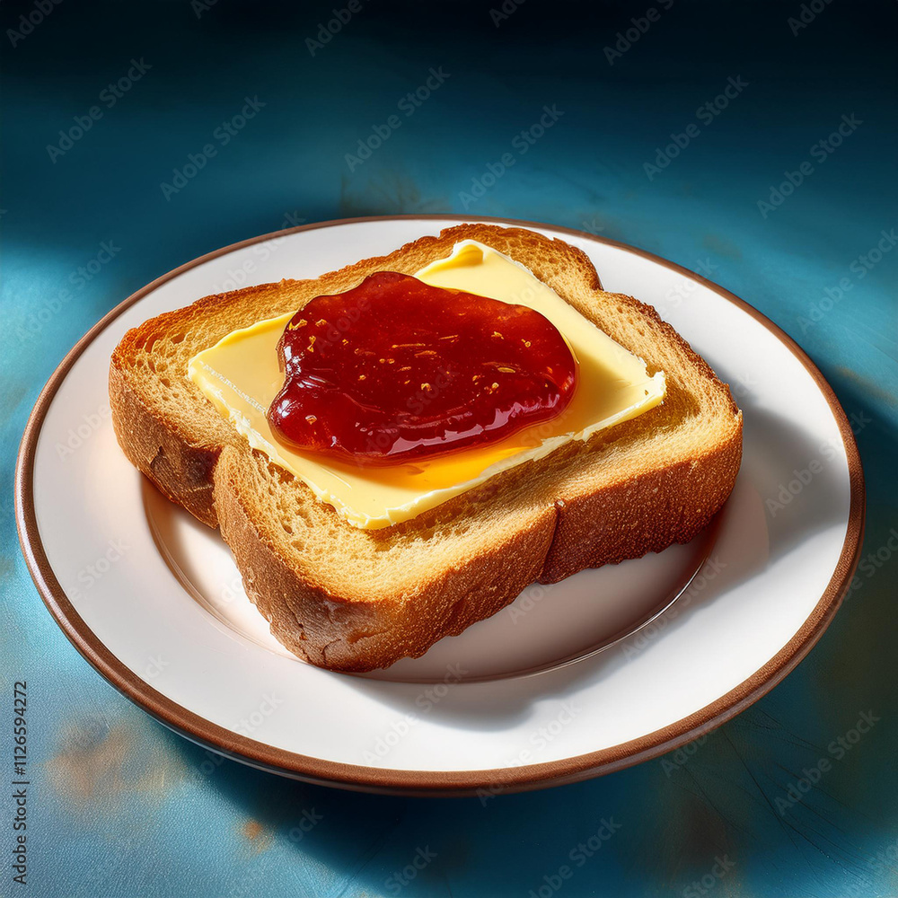 Golden Brown Bread with Creamy Butter and Jam Golden Brown Bread with Creamy Butter and Jam