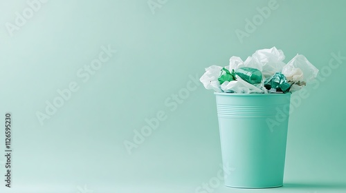 Eco-friendly Recycling Bin on Green Background photo