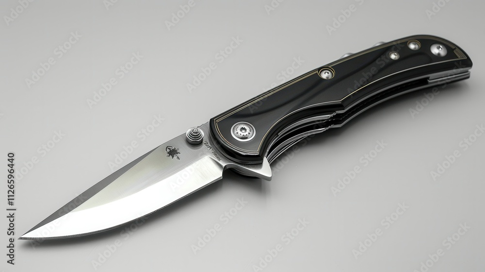 Sleek and durable folding knife showcases fine craftsmanship and elegant design for everyday use. Generative AI Sleek and durable folding knife showcases fine craftsmanship and elegant design for everyday use. Generative AI