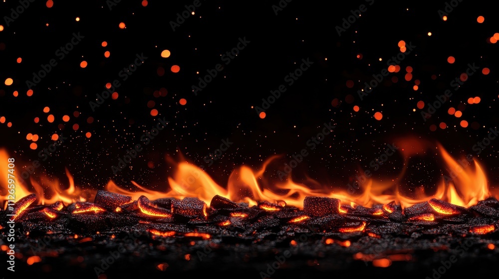 A black background with a lot of fire and smoke A black background with a lot of fire and smoke
