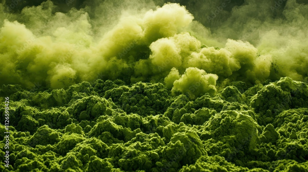 A green cloud of smoke is billowing from a forest A green cloud of smoke is billowing from a forest