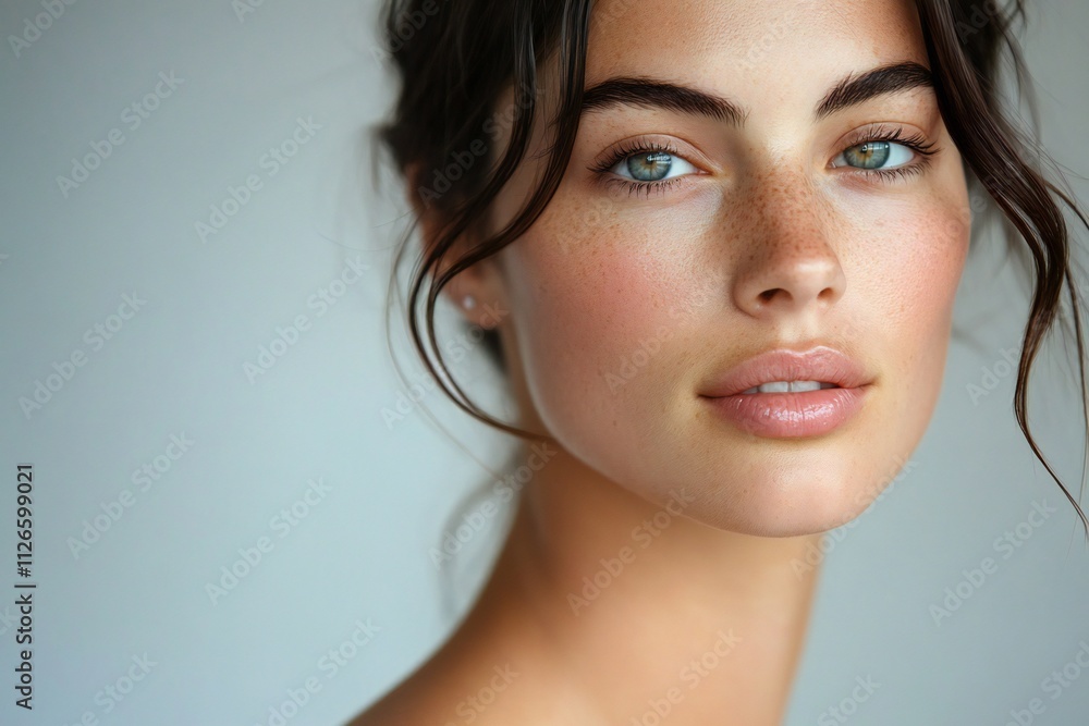 Beautiful female model with perfect fresh and clean skin isolated on white background Beautiful female model with perfect fresh and clean skin isolated on white background