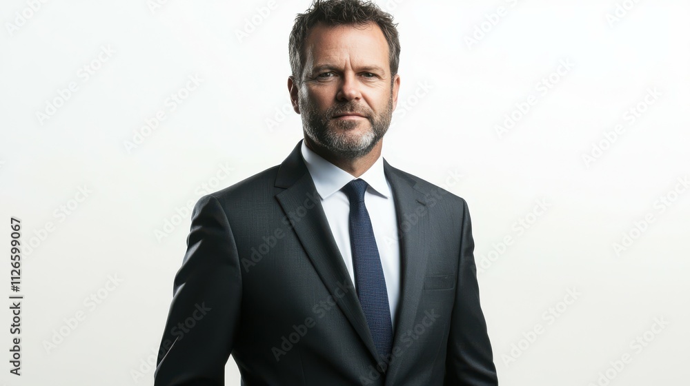 ID Photo. Portrait Of Businessman In Suit Looking Friendly At Camera Over White Background. Studio Shot, Isolated ID Photo. Portrait Of Businessman In Suit Looking Friendly At Camera Over White Background. Studio Shot, Isolated