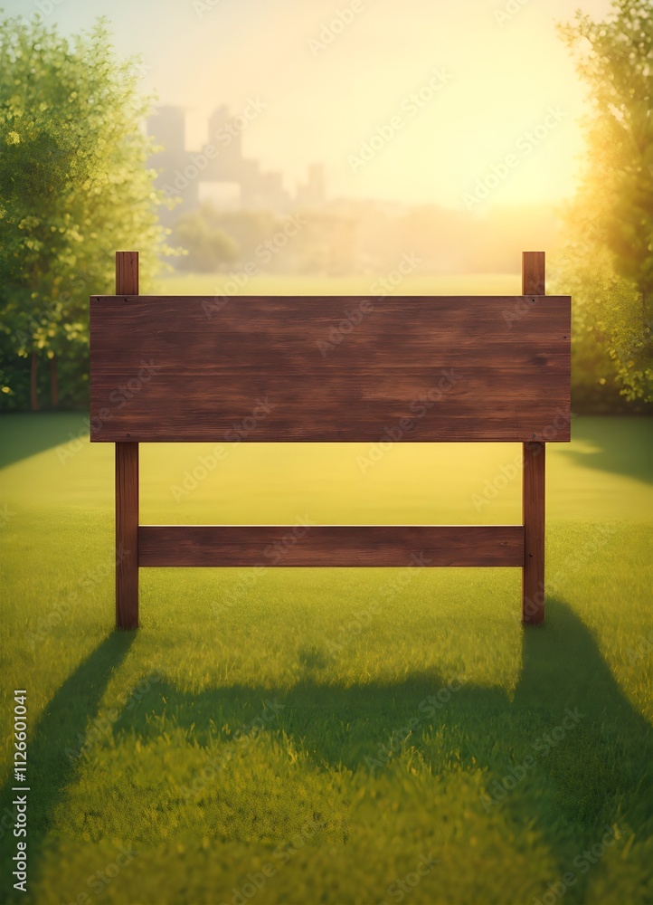 Naklejka premium wooden empty board in the park copy space for text