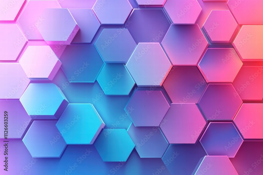 Abstract Hexagon Pattern in Pink and Blue Gradient Abstract Hexagon Pattern in Pink and Blue Gradient