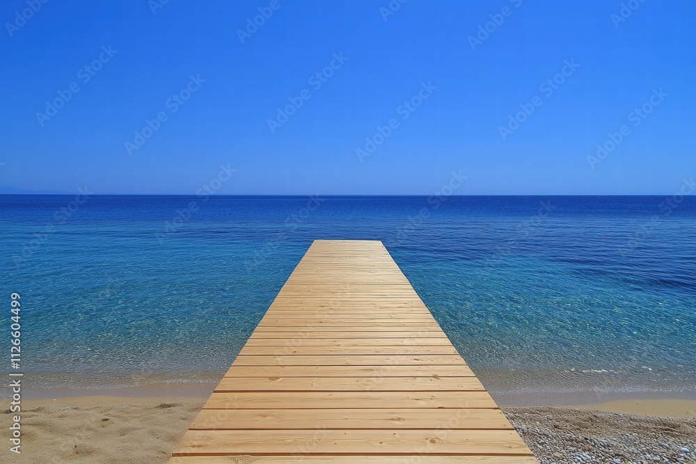 Obraz premium Wooden Pier Extending into Tranquil Turquoise Sea