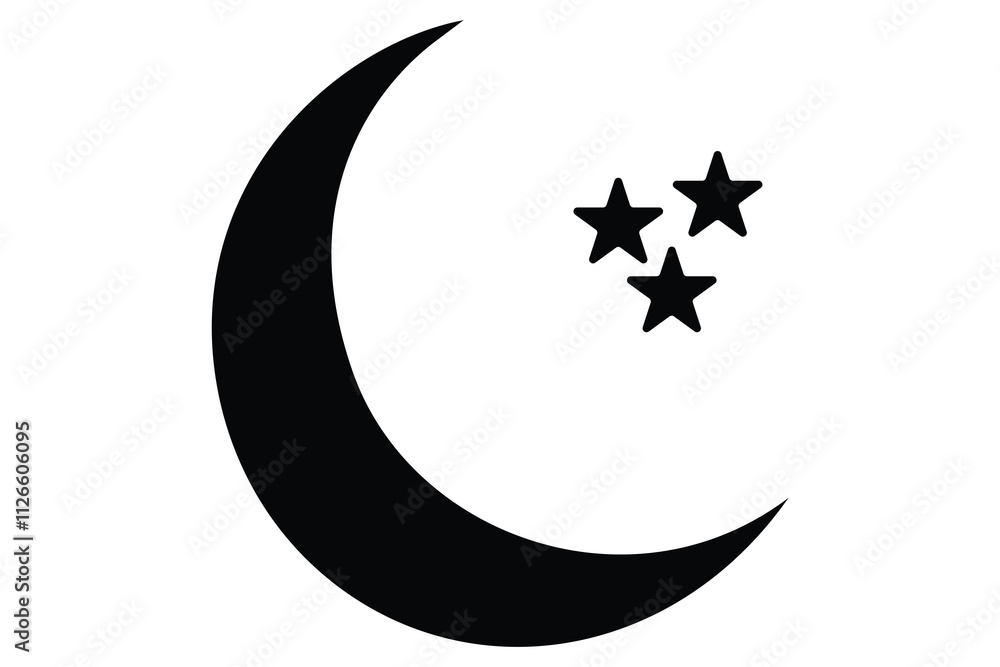 Moon crescent icon. Moon icon. Moon silhouette vector illustration
Moon crescent icon. Moon icon. Moon silhouette vector illustration