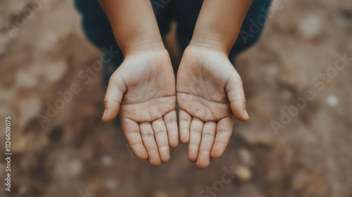 Hands reaching out for help urban setting emotional moment outdoor environment close-up perspective human connection concept photo