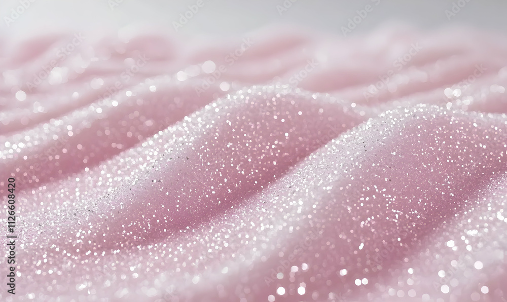 Fototapeta premium Sparkling pink glitter fabric texture background. Perfect for elegant designs, adding shimmer and glamour to your projects.
