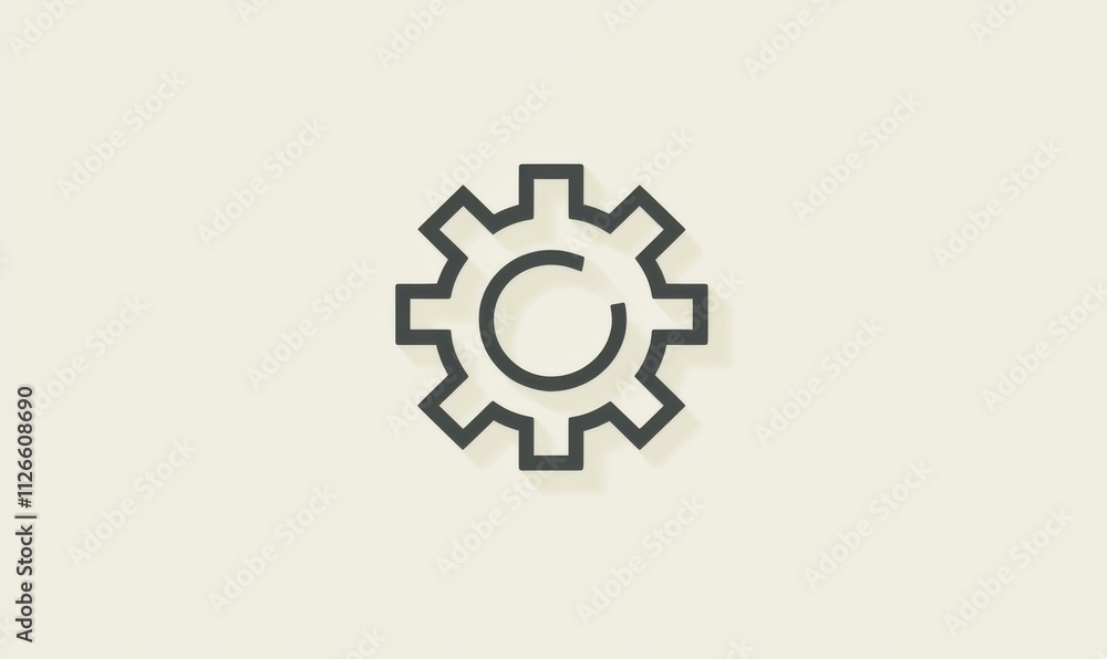 Simple design gear settings icon in minimalist tech environment Simple design gear settings icon in minimalist tech environment