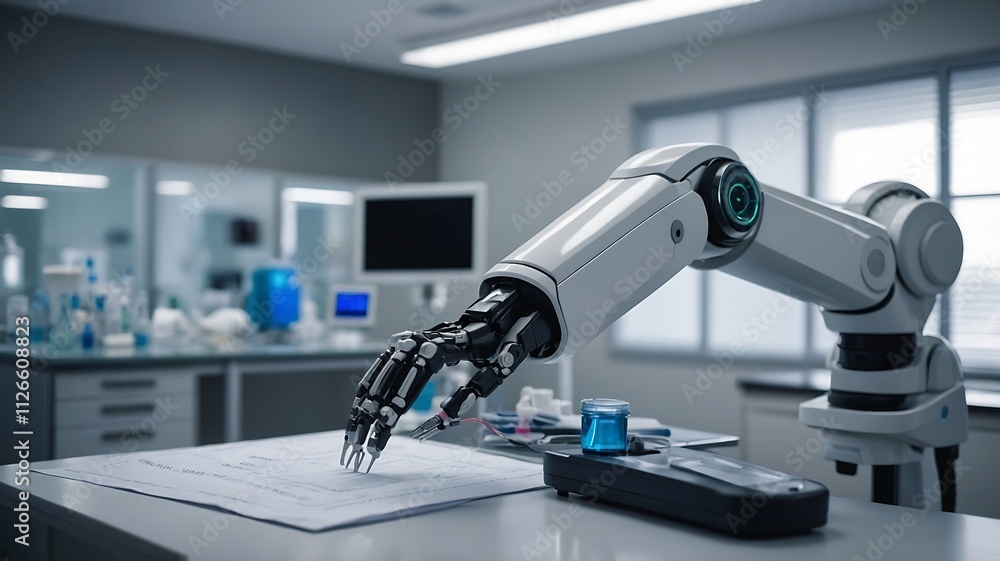 Robotic Arm in a Modern Laboratory Setting: Advanced Technology in Scientific Research Robotic Arm in a Modern Laboratory Setting: Advanced Technology in Scientific Research