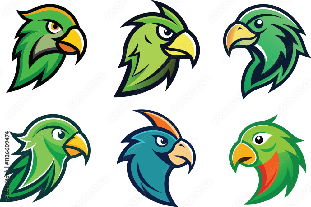A Bundle of Lively Parakeet Head vector illustration. A Bundle of Lively Parakeet Head vector illustration.