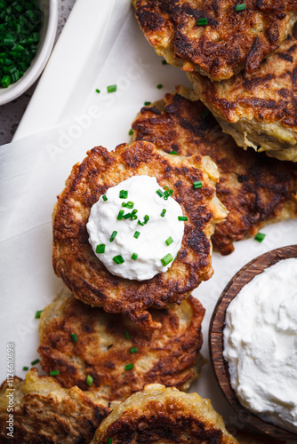 Hanukkah latkes - Jewish potato pancakes. photo