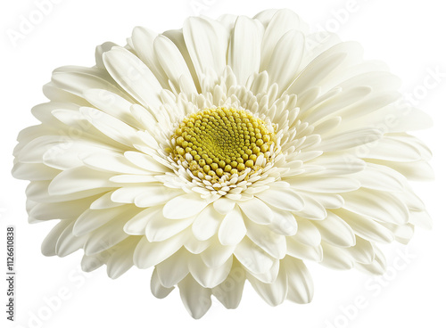 PNG Close-up of a white gerbera daisy flower with yellow center photo